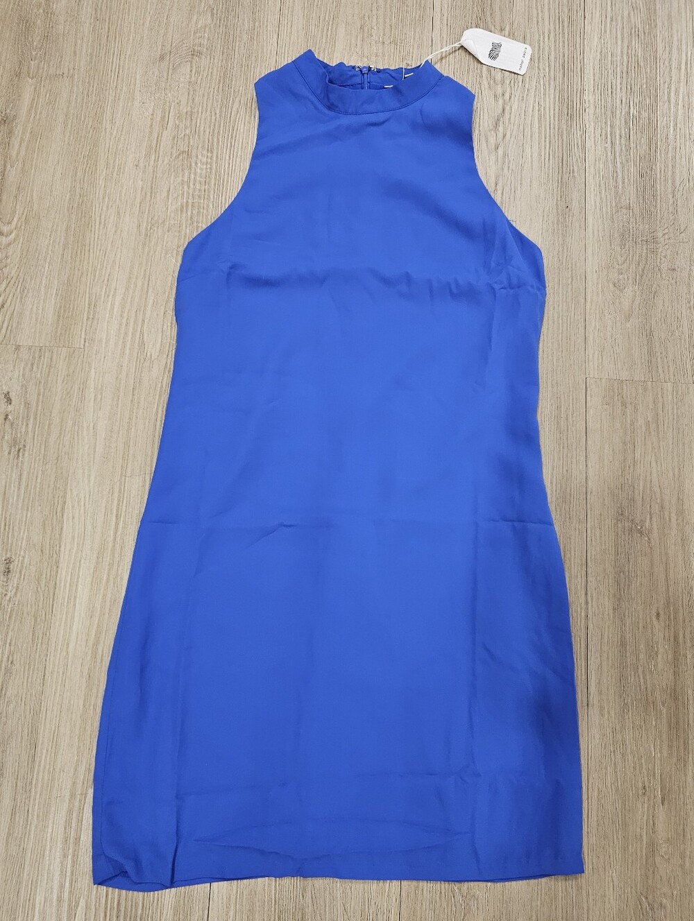 NWT Naked Zebra Cobalt Royal Blue Mock Neck Racerback Shift Mini Dress in S & M